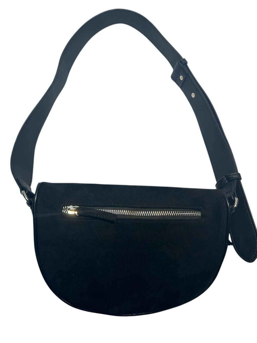 Ahdorned Black Vegan Faux Suede Studded Boho Belt Bag Crossbody Sling Purse - Picture 6 of 13